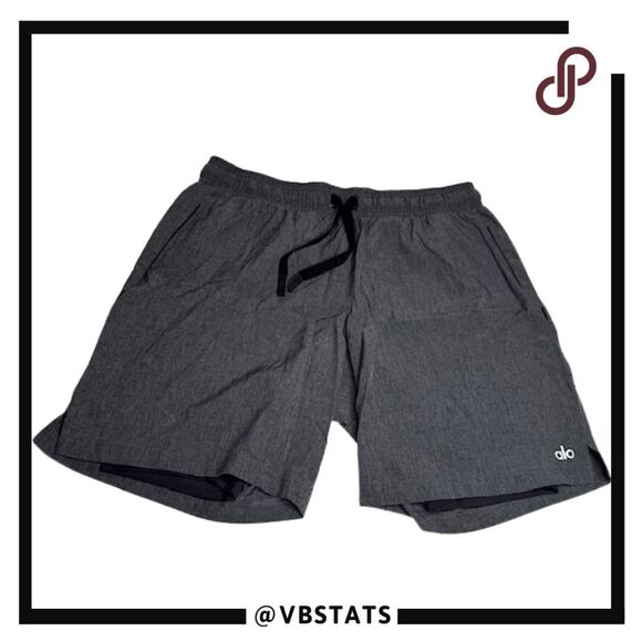 Alo Men's Elastic Waist Drawstring 7" Unity 2-in-1 Active Shorts Gray Medium - Picture 1 of 8